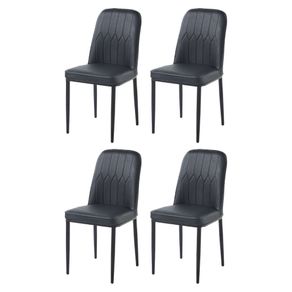 9 Kit 4 Cadeiras V1006 Rivatti 44 cm -Largura- Estofado em Tecido Preto e Base em Aco Preto